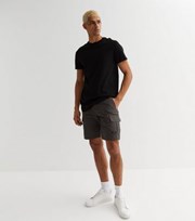 New Look Dark Grey Nylon Straight Fit Cargo Shorts